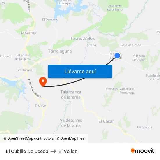 El Cubillo De Uceda to El Vellón map