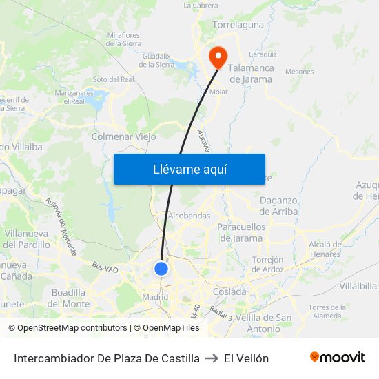 Intercambiador De Plaza De Castilla to El Vellón map