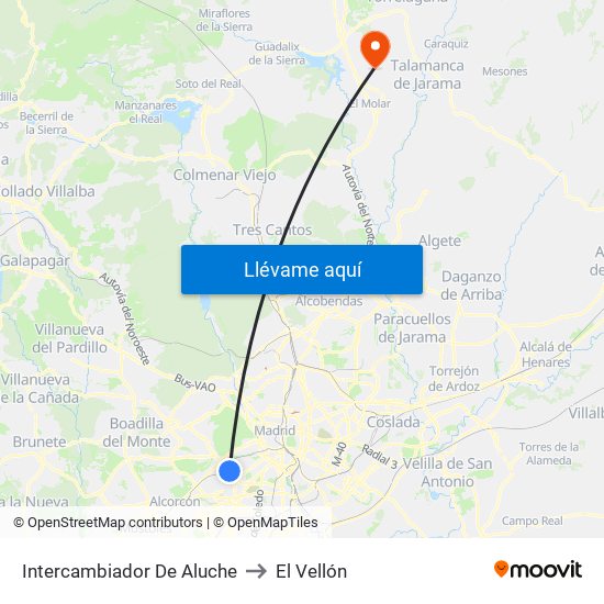 Intercambiador De Aluche to El Vellón map