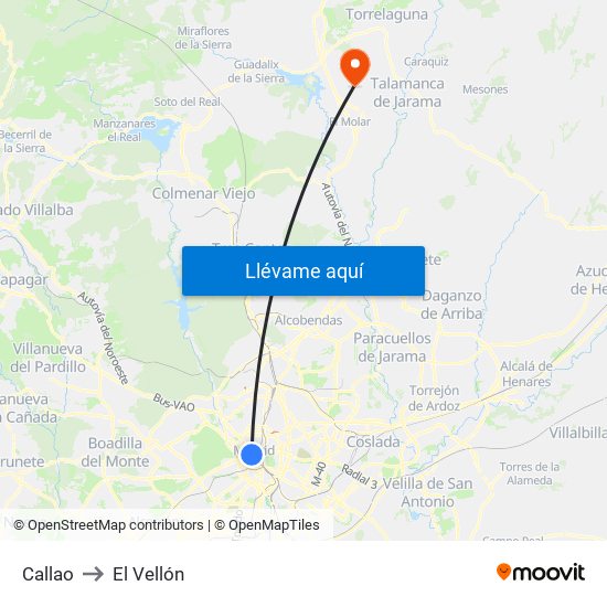 Callao to El Vellón map