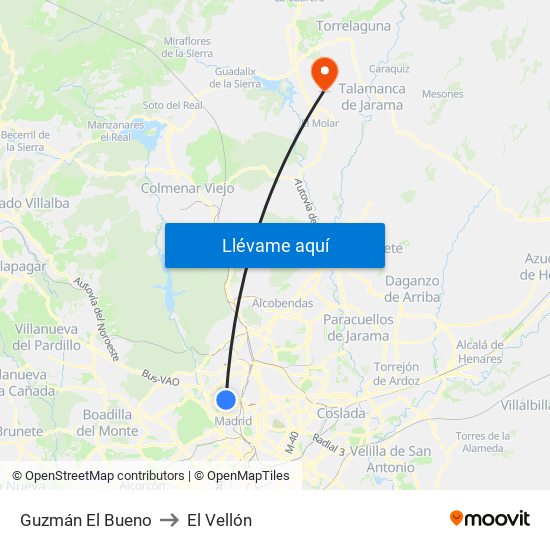 Guzmán El Bueno to El Vellón map