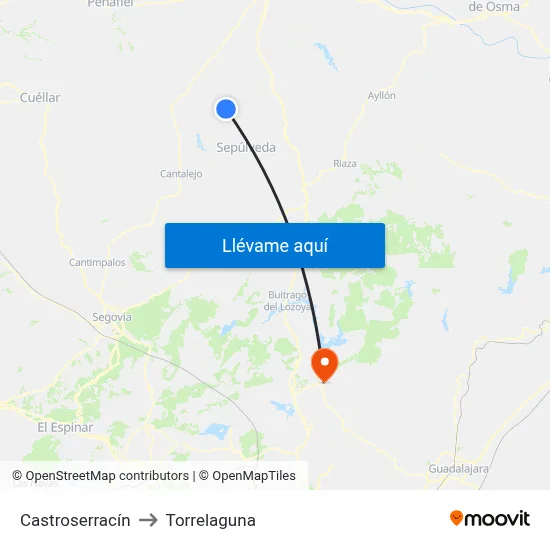 Castroserracín to Torrelaguna map