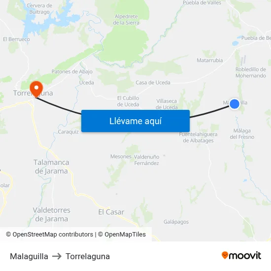 Malaguilla to Torrelaguna map