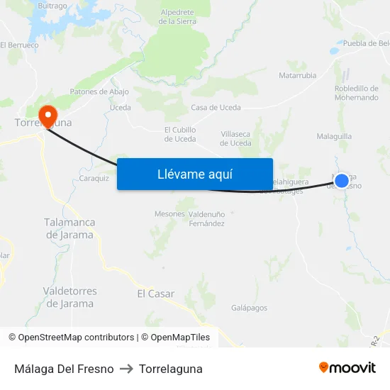 Málaga Del Fresno to Torrelaguna map