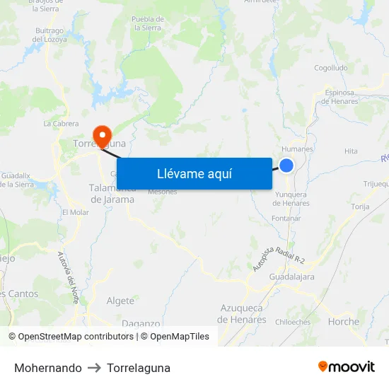 Mohernando to Torrelaguna map