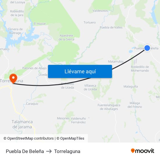 Puebla De Beleña to Torrelaguna map