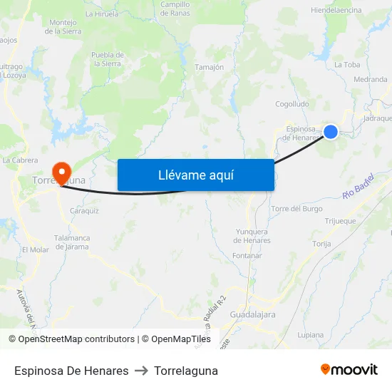 Espinosa De Henares to Torrelaguna map