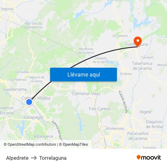 Alpedrete to Torrelaguna map