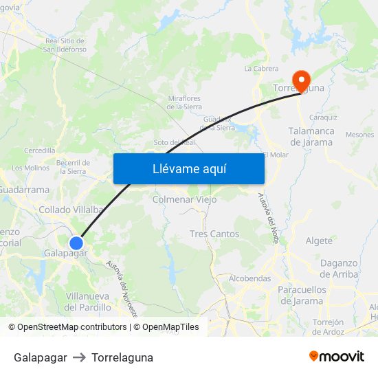 Galapagar to Torrelaguna map