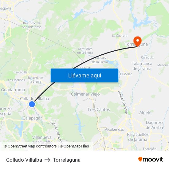 Collado Villalba to Torrelaguna map