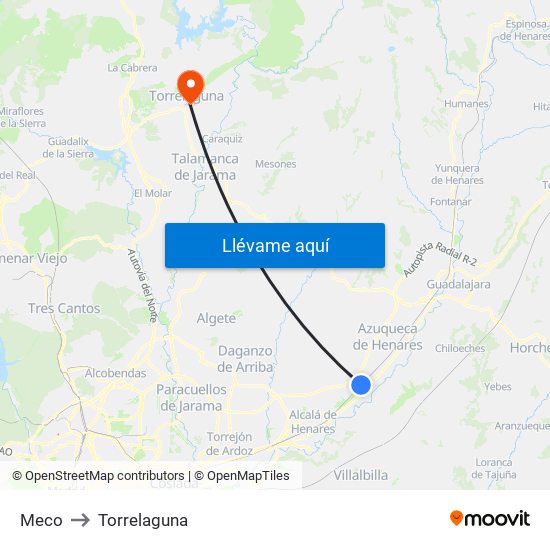 Meco to Torrelaguna map