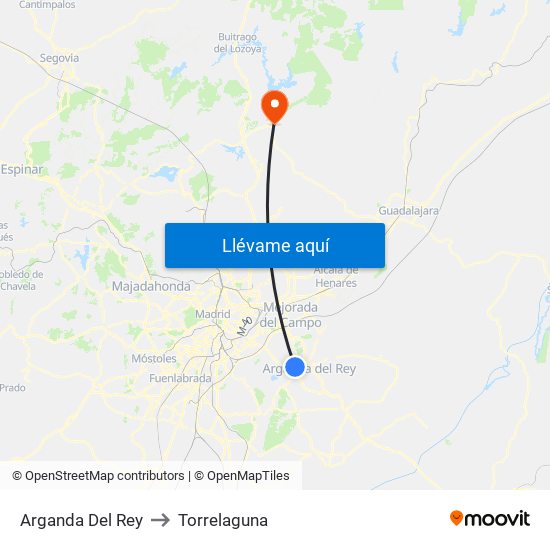 Arganda Del Rey to Torrelaguna map