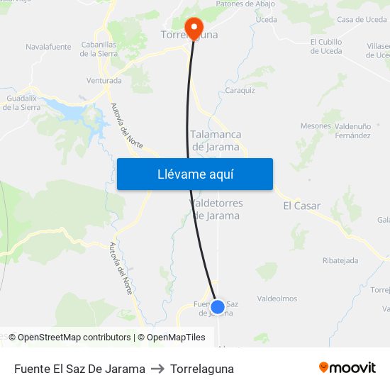 Fuente El Saz De Jarama to Torrelaguna map