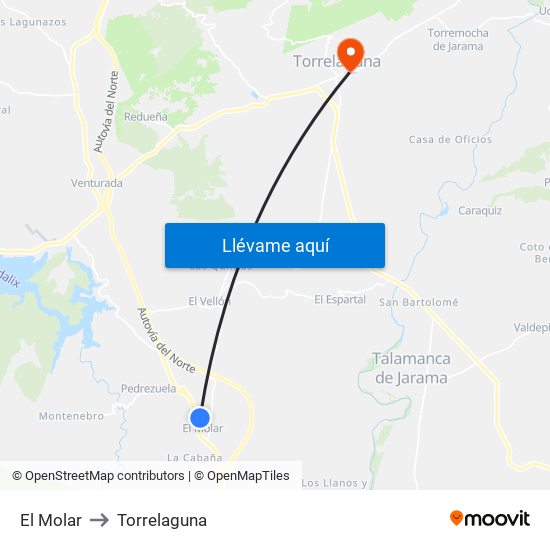 El Molar to Torrelaguna map