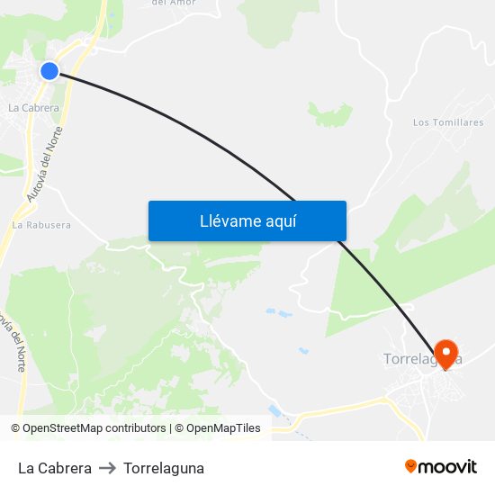 La Cabrera to Torrelaguna map