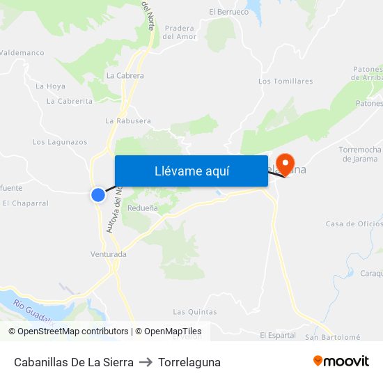 Cabanillas De La Sierra to Torrelaguna map