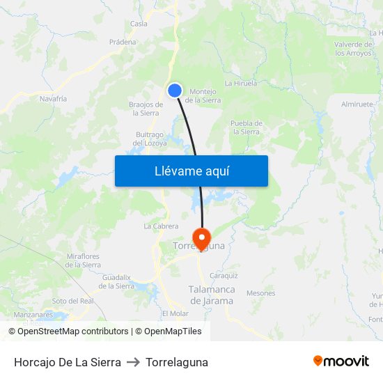 Horcajo De La Sierra to Torrelaguna map