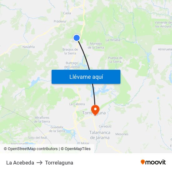 La Acebeda to Torrelaguna map