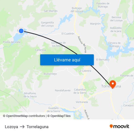 Lozoya to Torrelaguna map