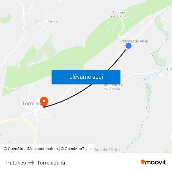 Patones to Torrelaguna map