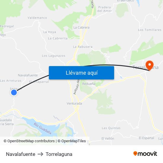 Navalafuente to Torrelaguna map