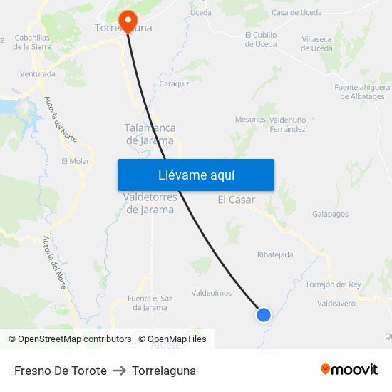 Fresno De Torote to Torrelaguna map