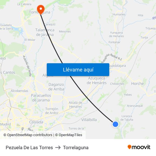 Pezuela De Las Torres to Torrelaguna map