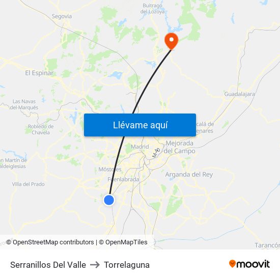 Serranillos Del Valle to Torrelaguna map