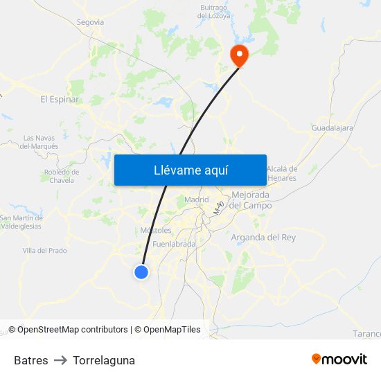 Batres to Torrelaguna map