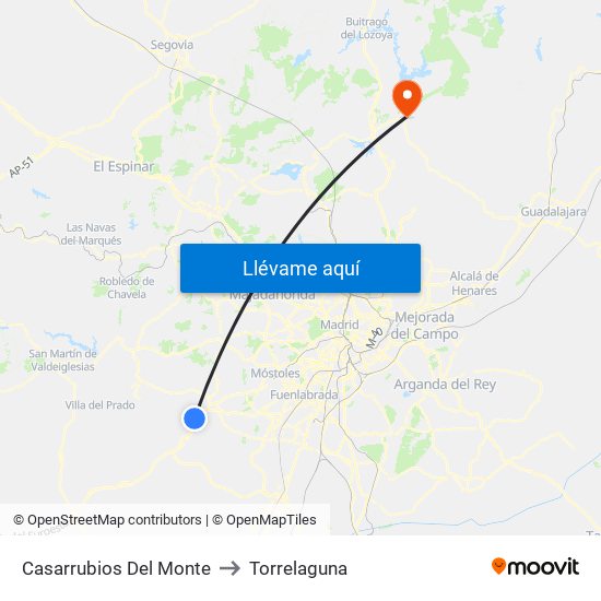 Casarrubios Del Monte to Torrelaguna map