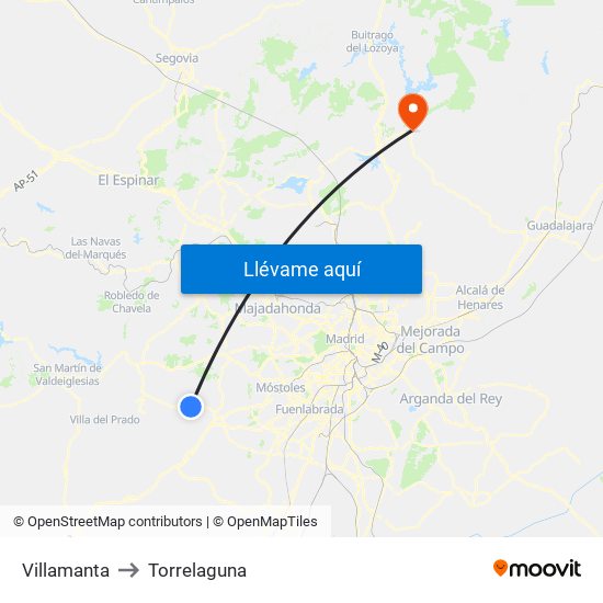 Villamanta to Torrelaguna map