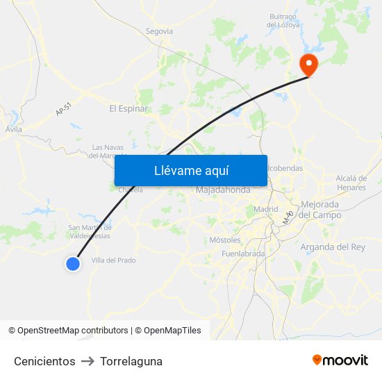 Cenicientos to Torrelaguna map