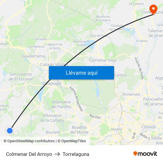 Colmenar Del Arroyo to Torrelaguna map