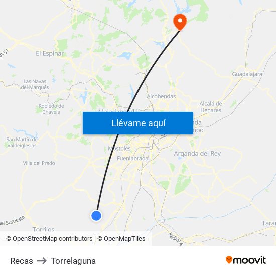 Recas to Torrelaguna map
