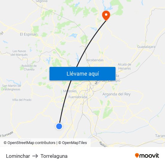 Lominchar to Torrelaguna map