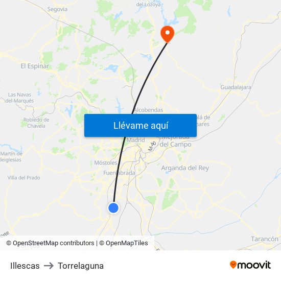 Illescas to Torrelaguna map