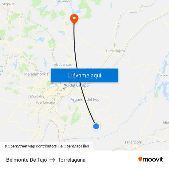 Belmonte De Tajo to Torrelaguna map
