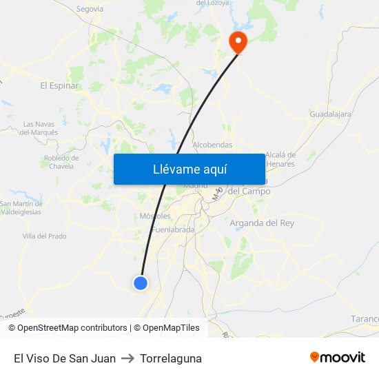 El Viso De San Juan to Torrelaguna map