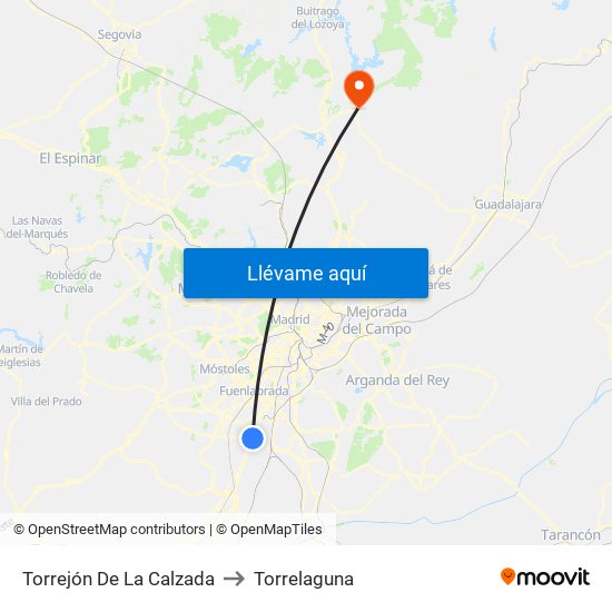 Torrejón De La Calzada to Torrelaguna map