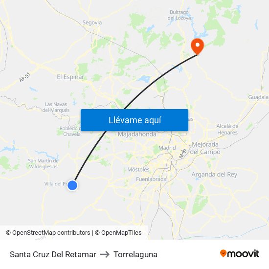 Santa Cruz Del Retamar to Torrelaguna map