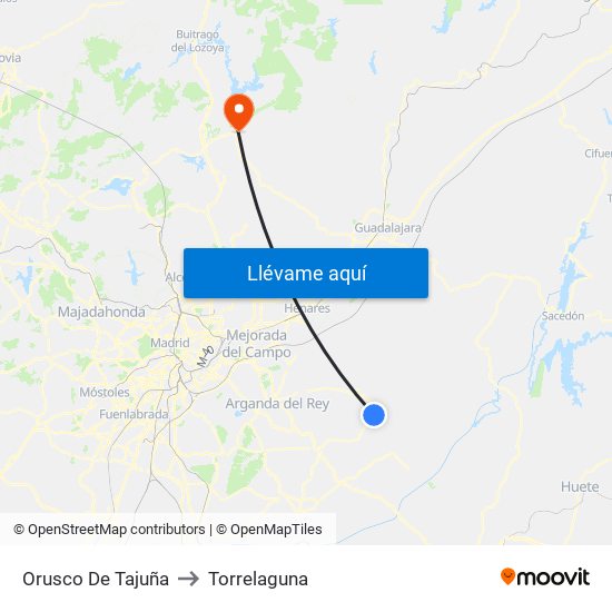 Orusco De Tajuña to Torrelaguna map