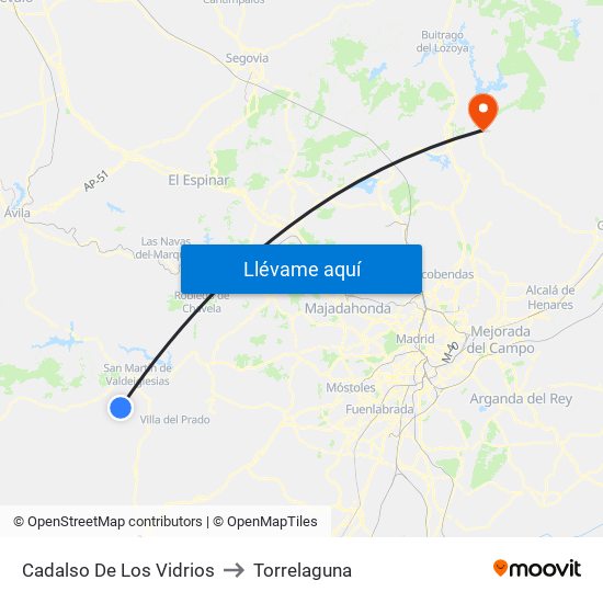 Cadalso De Los Vidrios to Torrelaguna map