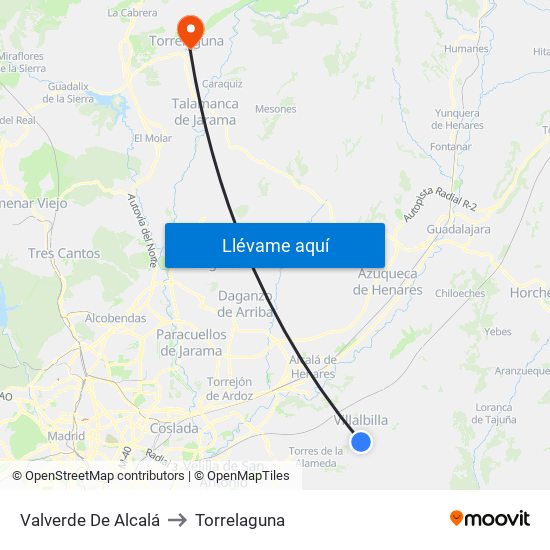 Valverde De Alcalá to Torrelaguna map