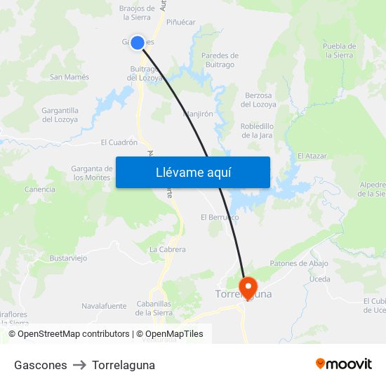 Gascones to Torrelaguna map