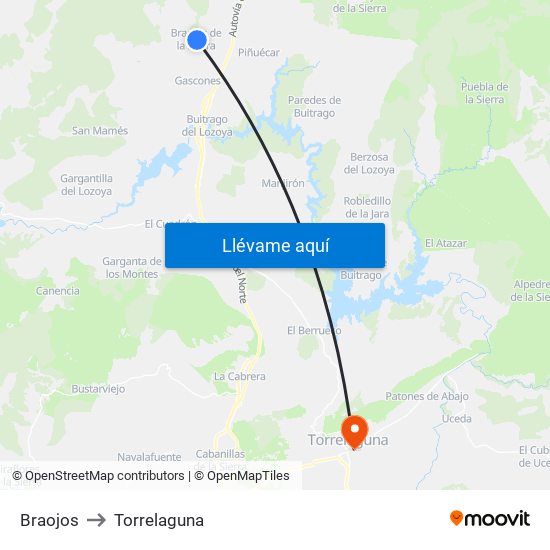Braojos to Torrelaguna map