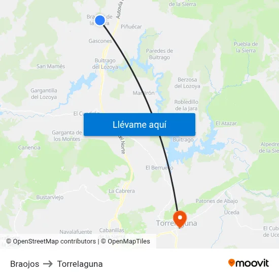 Braojos to Torrelaguna map