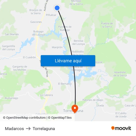 Madarcos to Torrelaguna map