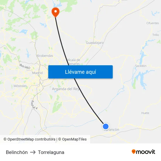 Belinchón to Torrelaguna map