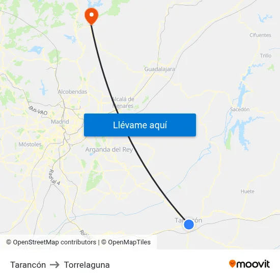 Tarancón to Torrelaguna map