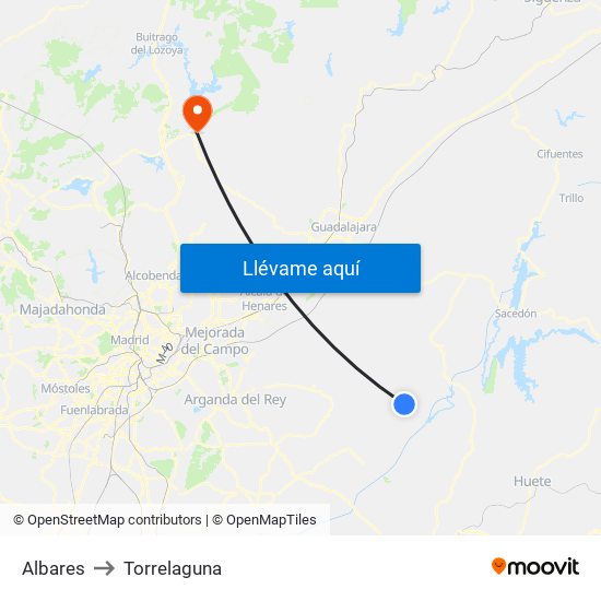 Albares to Torrelaguna map